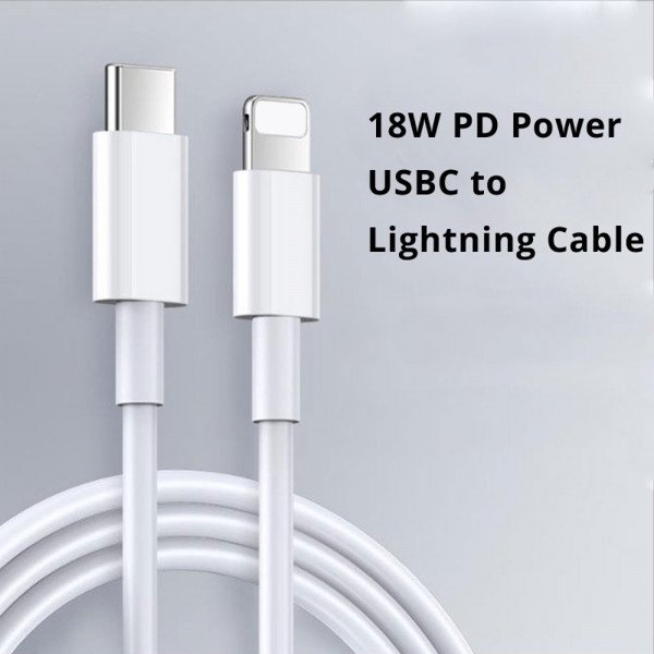 Wholesale 18W PD Fast Charging USB-C to Lightning USB Cable 3FT (White)